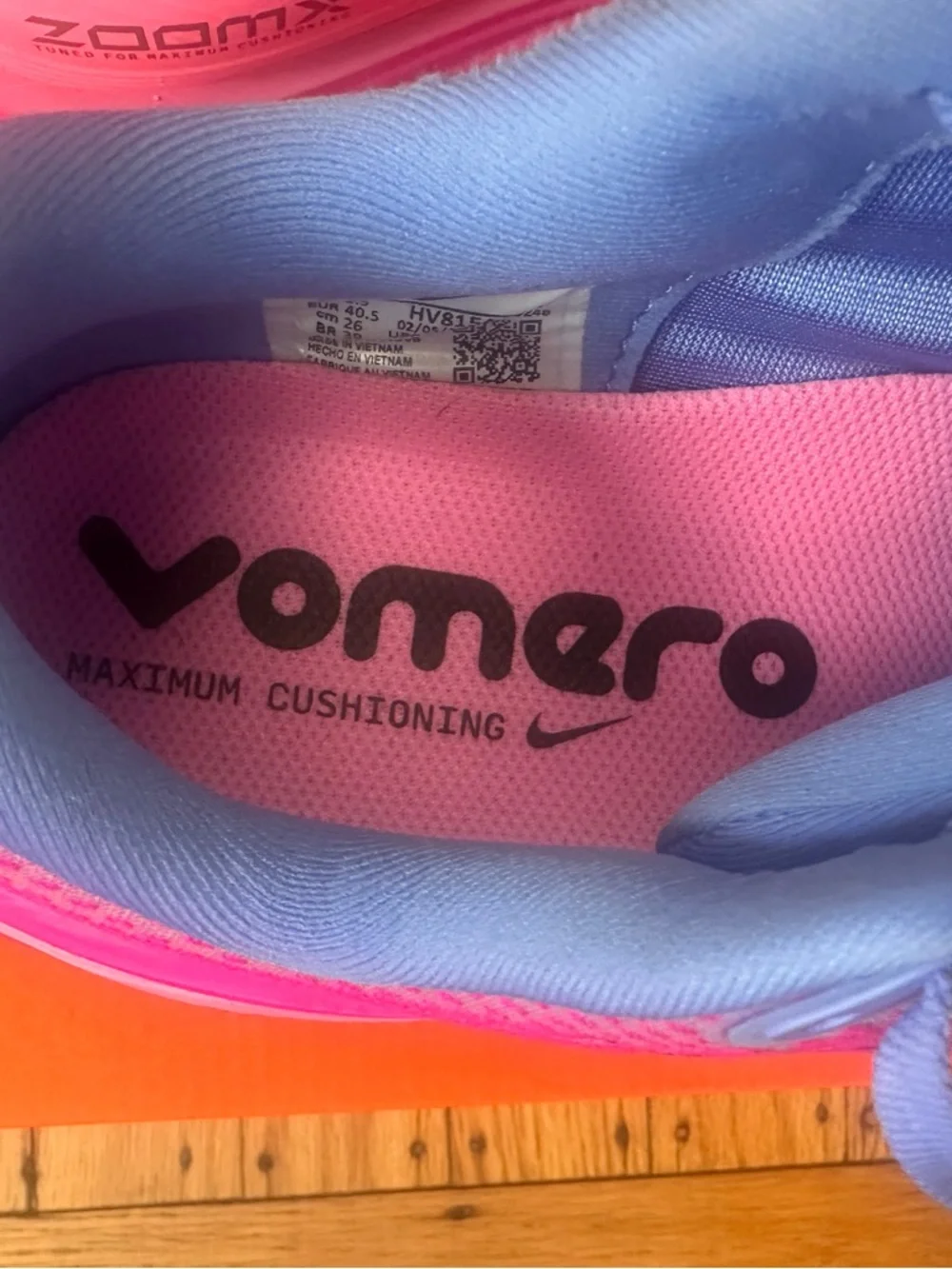 Nike Women's Pink Gradient Sneakers with Light Blue Accents